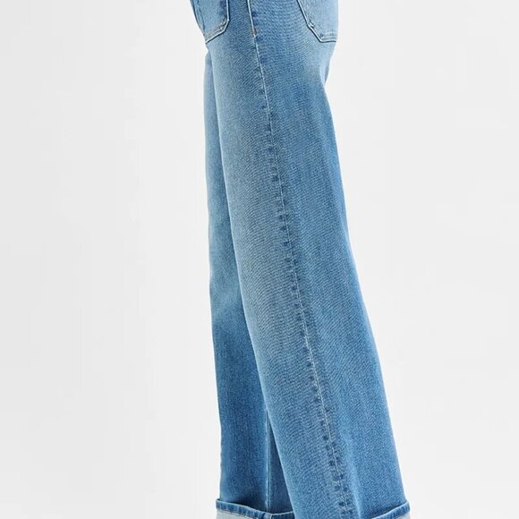 RISEN Full Size Elastic Band‎ Mid Rise Wide Front Patch Pocket Cuff Jeans Plus - Picture 4 of 7